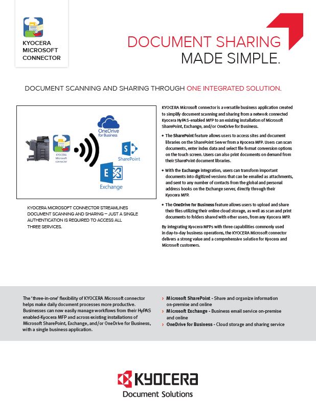 Kyocera, Software, Document Management, Kyocera, Microsoft Connector, AM Copiers