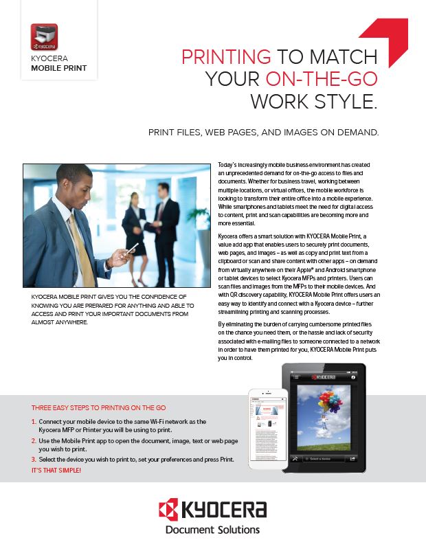 Kyocera, Software, Mobile, Cloud, Kyocera, Mobile Print, AM Copiers