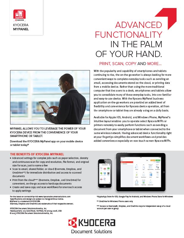 Kyocera, Software, Mobile, Cloud, Mypanel, AM Copiers
