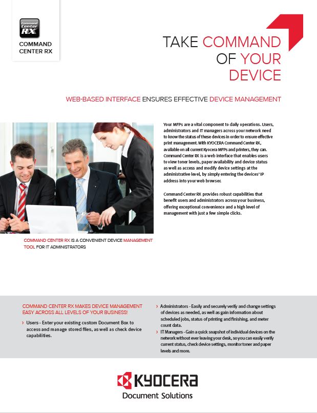 Kyocera, Software, Network, Device Management, Command Center Rx, AM Copiers