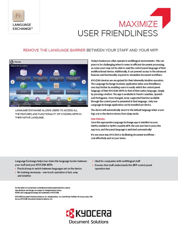 Kyocera, Software, Network Device Management, Language Exchange, AM Copiers