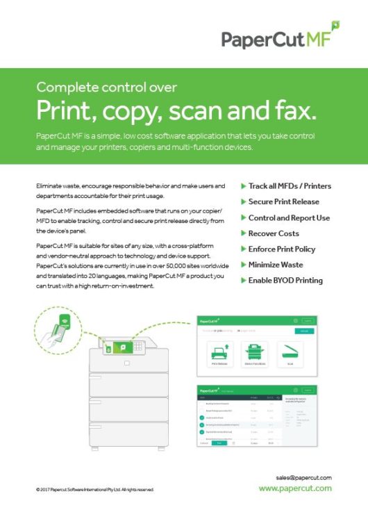 Papercut, Mf, Fact Sheet, AM Copiers