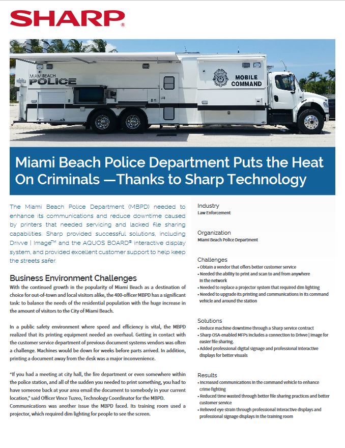 Sharp, Miami Police, Case Study, AM Copiers