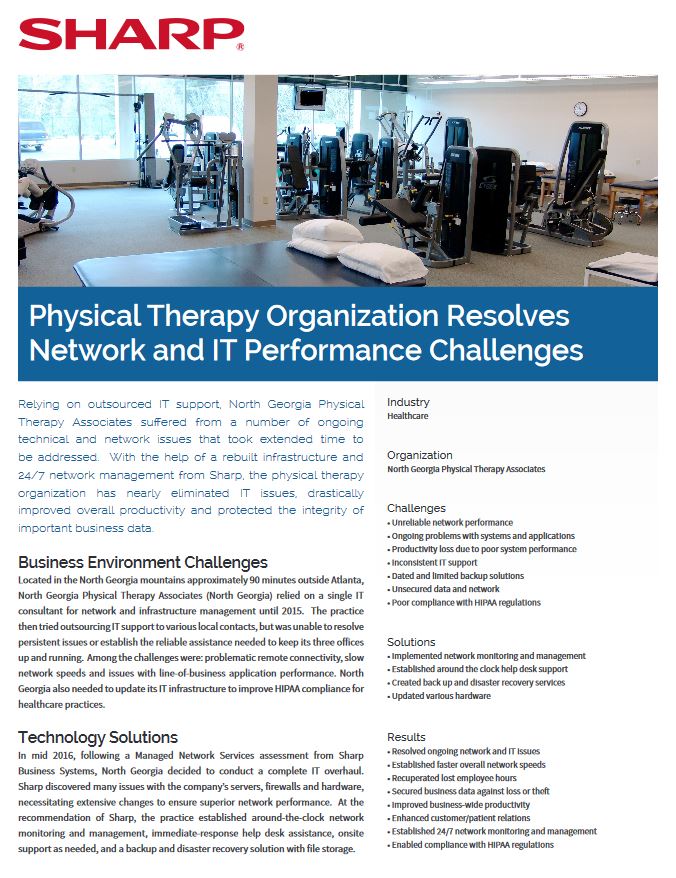 Sharp, Physical Therapy Organization, Case Study, AM Copiers
