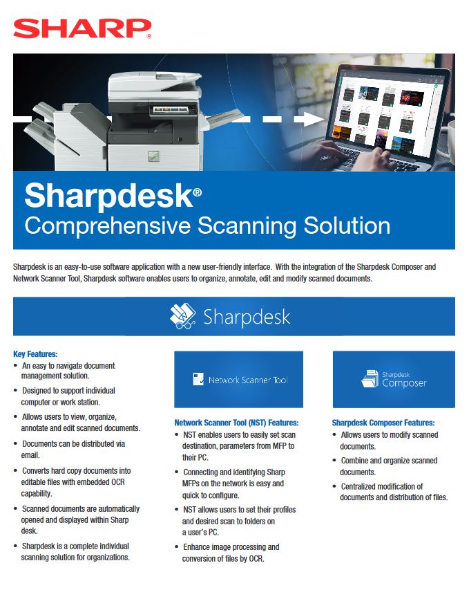 Sharp, Sharpdesk, scanning solution, AM Copiers