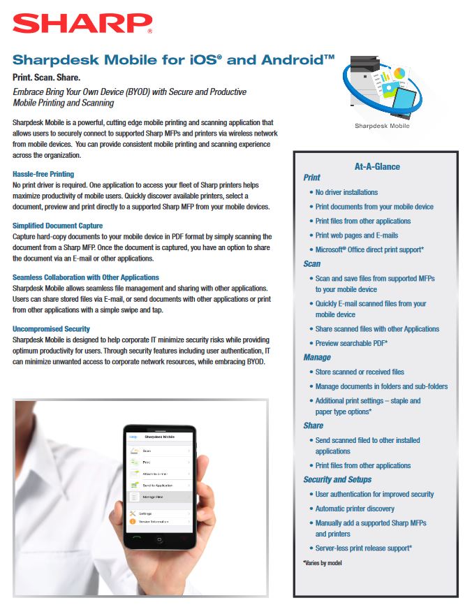 Sharpdesk, Mobile, Data Sheet, AM Copiers